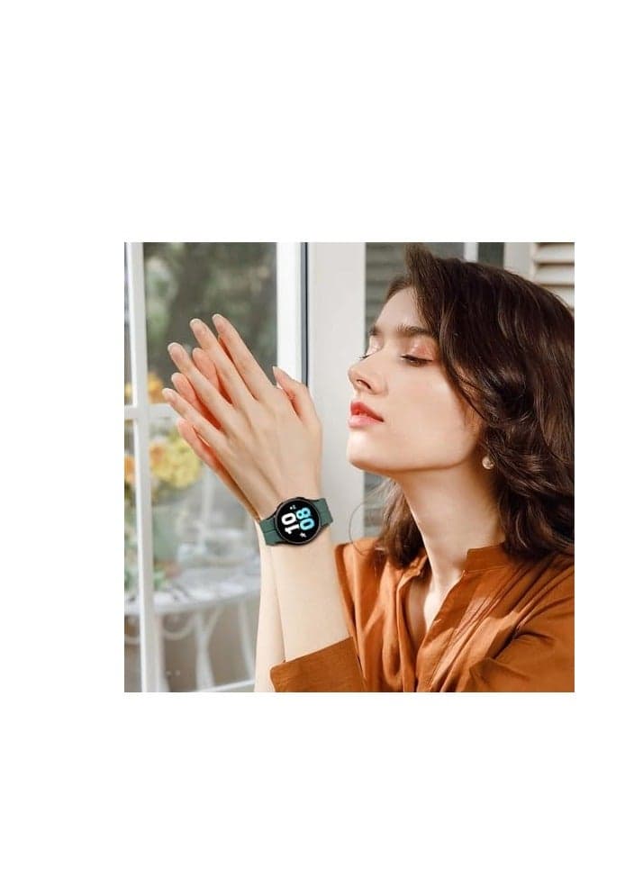 Magnetic Band for Samsung Galaxy Watch 6 Classic 47mm 43mm/5 Pro 45mm/Watch 7 FE 6 5 4 44mm 40mm/4 Classic 46mm 42mm,Silicone Strap for Samsung Watch 5 Pro 45mm,No Gap Buckle Green Smartwatch Bands (٦)
