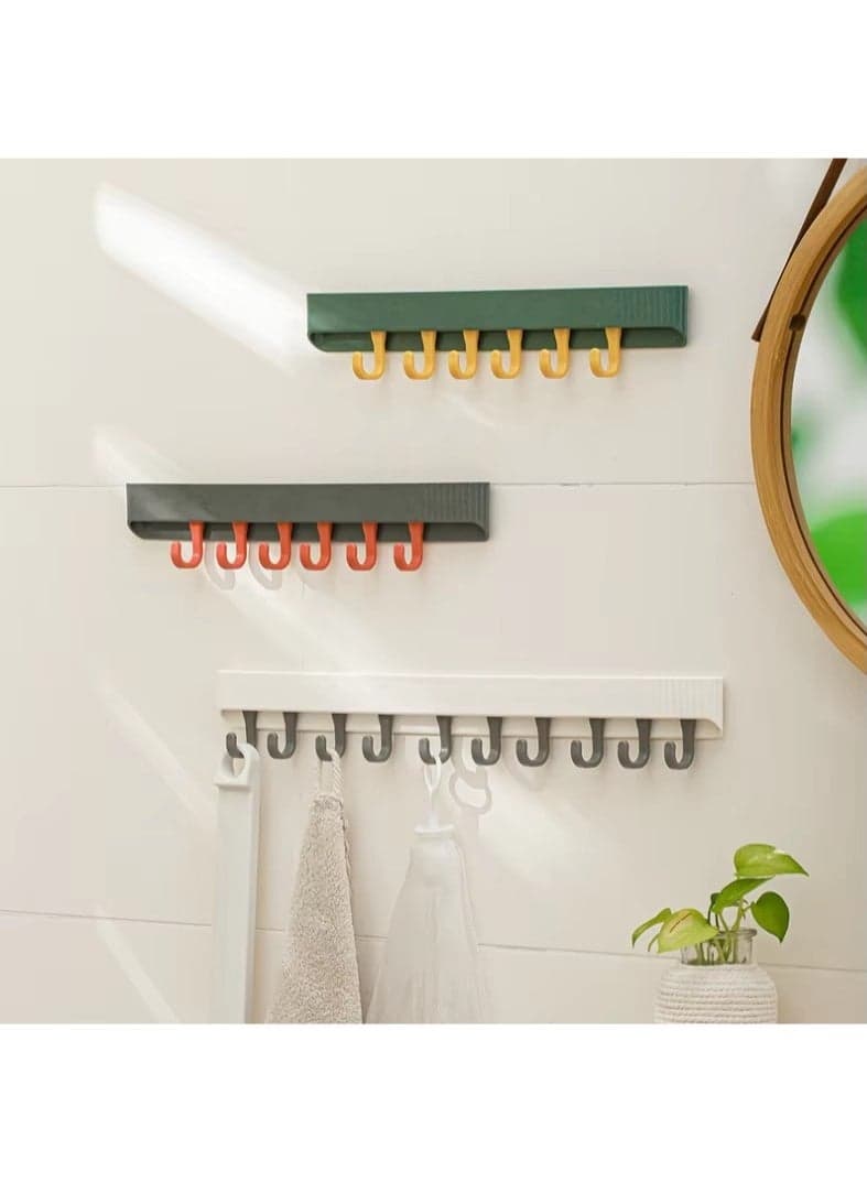 Magic 8 Hook Rotating Wall Hanger Organizer for Small Spaces Easy Stick Mount No Drilling Durable Space Saver for Kitchen Bathroom Bedroom Closet Clothes Hangers (٦)