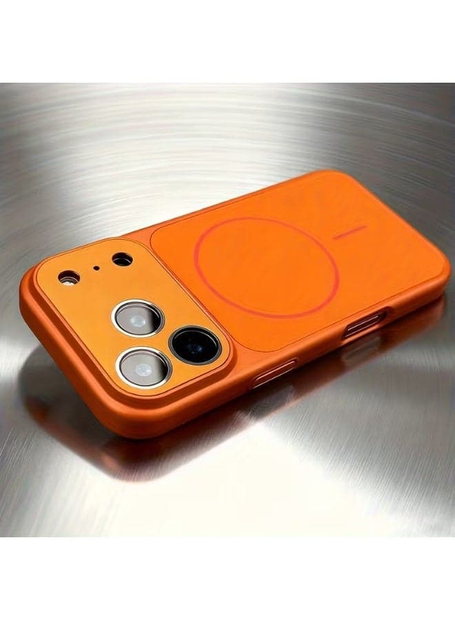 Magnetic Case Compatible with MagSafe for iPhone 16 Pro - Shockproof Cover with Camera Protection - Metallic Orange (2)