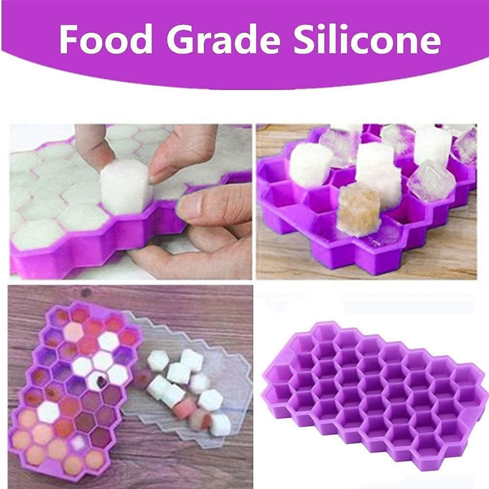 Flexible Silicone Honeycomb 37 Cavity Ice Cube Tray for Freezer Moulds Small ... (٤)