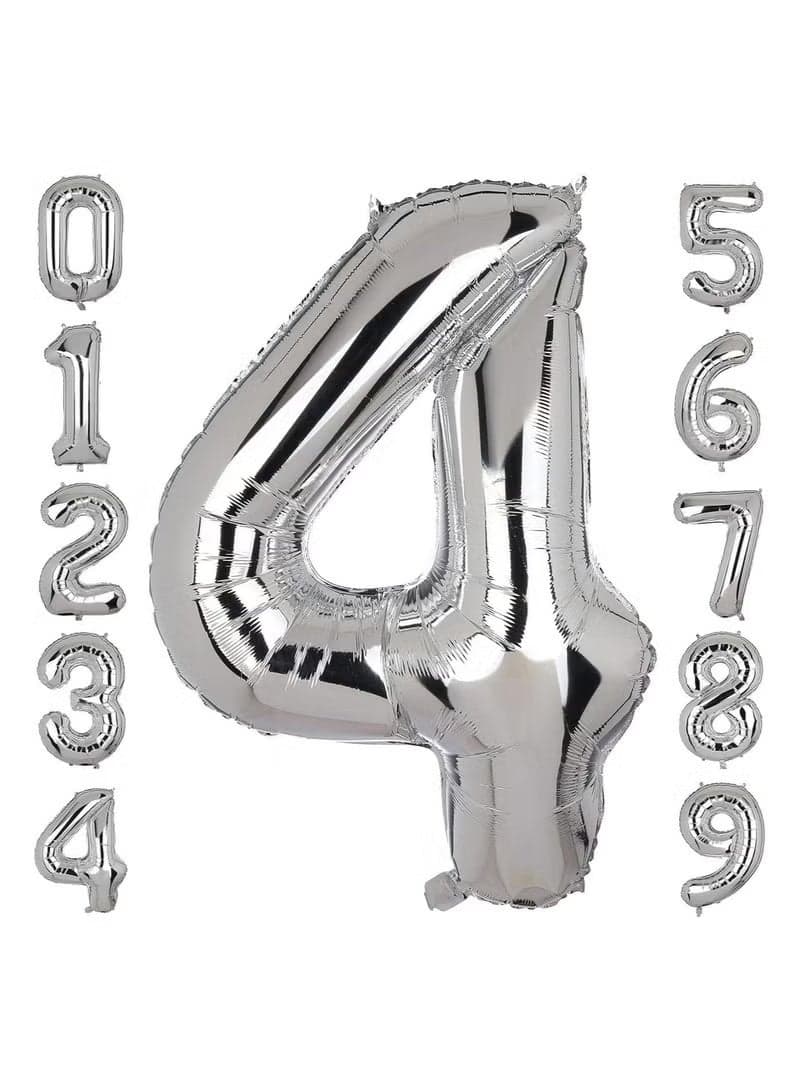 Number 4 Balloon Foil Silver Glamorous Party Decorations Jumbo Digit Balloon for Birthdays Anniversaries Special Events