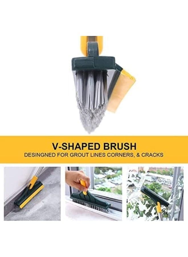 Generic 2-in-1 Triangular Floor Scrub Brush with Squeegee – Long Handle Stainless Steel Cleaning Brush – Corner & Tile Floor Cleaner (3)