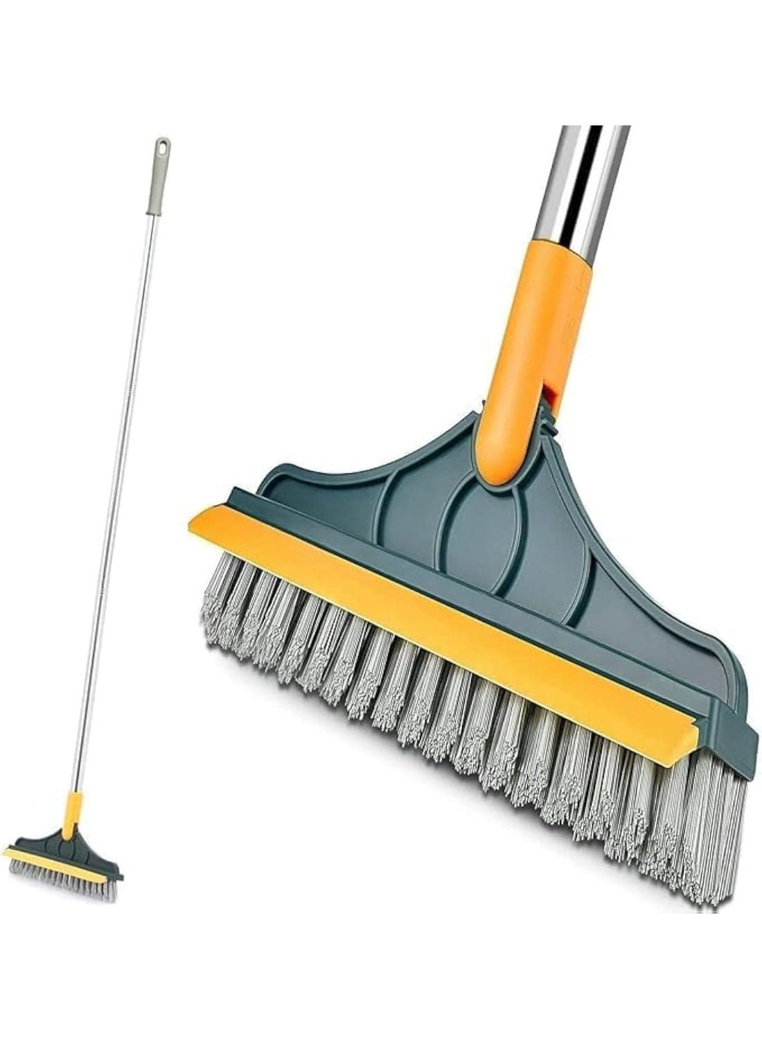 Generic 2-in-1 Triangular Floor Scrub Brush with Squeegee – Long Handle Stainless Steel Cleaning Brush – Corner & Tile Floor Cleaner (12)