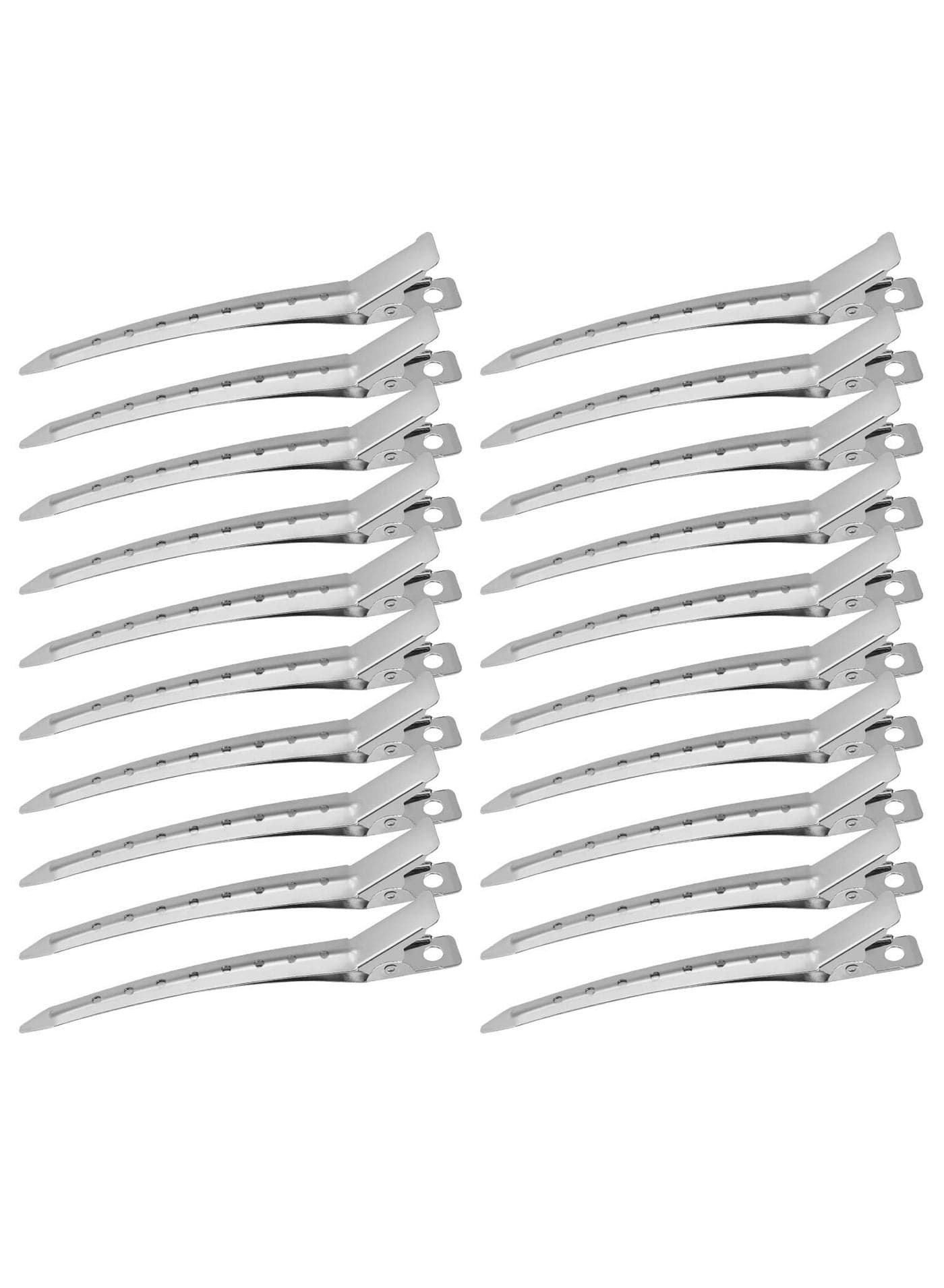 Hair Clips For Styling Sectioning 24 Pcs, Metal Duck Bill Clips For Women, Alligator Hair Clip For Long Curl Thick Hair, Roller Clips, Pin Curl Clips, Salon Clips (Silver)