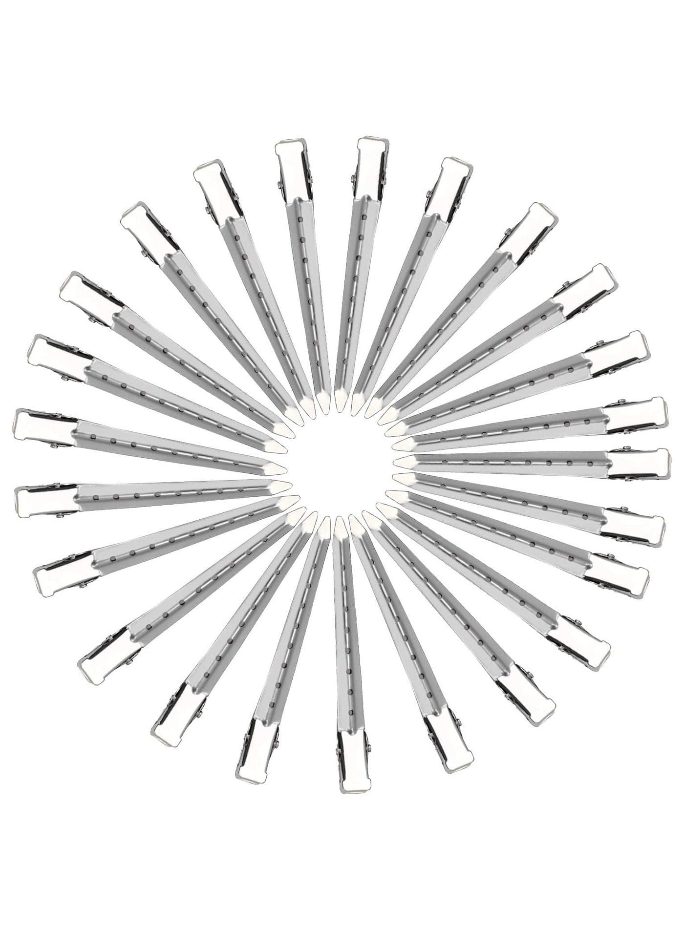 Hair Clips For Styling Sectioning 24 Pcs, Metal Duck Bill Clips For Women, Alligator Hair Clip For Long Curl Thick Hair, Roller Clips, Pin Curl Clips, Salon Clips (Silver) (٦)