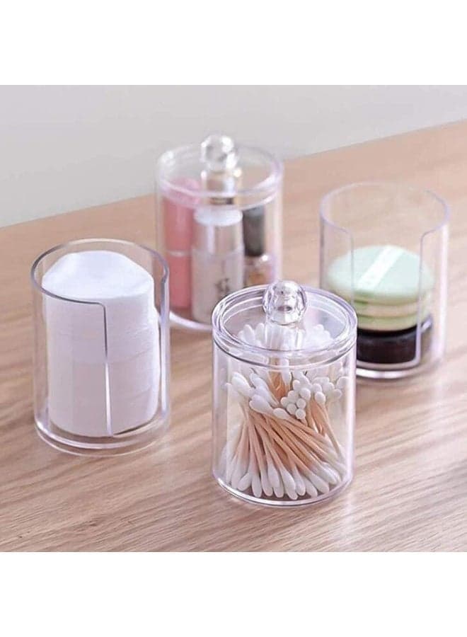 Cotton pad storage, swab holder with cover for bathroom, transparent makeup pad container organizer, cotton pad holder for makeup organization, for storing cotton swabs, cosmetics, paper towels (2 layers) Cosmetic & Toiletry Bags (٦)