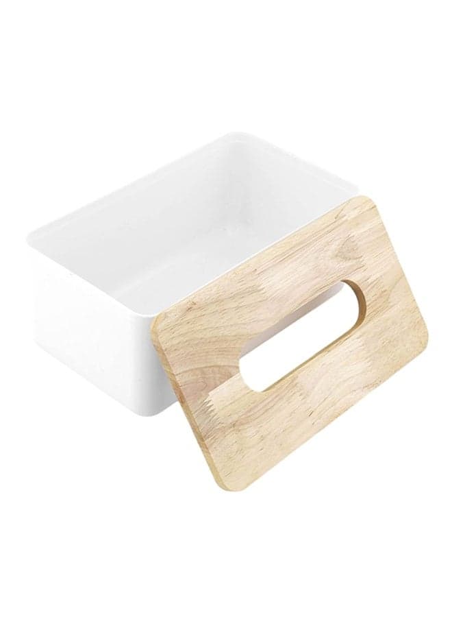 Tissue Paper Box White/Wooden 23 x13 x 10 cm -White/Beige Tissue Holders (٥)