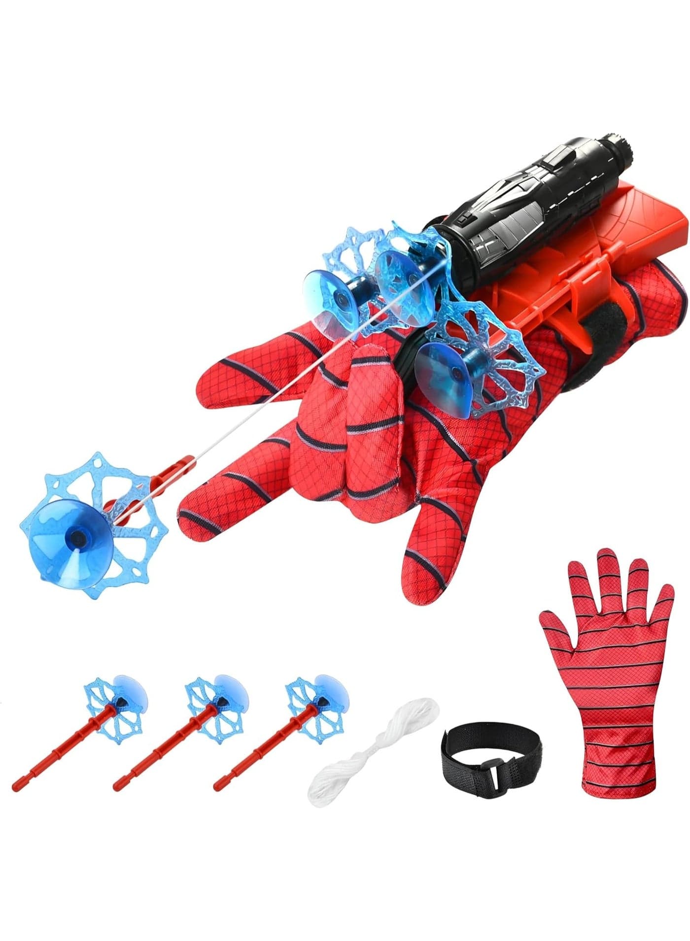 Motion-activated Spider-Man web-shooting glove for kids; a realistic Spider-Man web-shooter toy set for playtime and costume parties. Action Figures