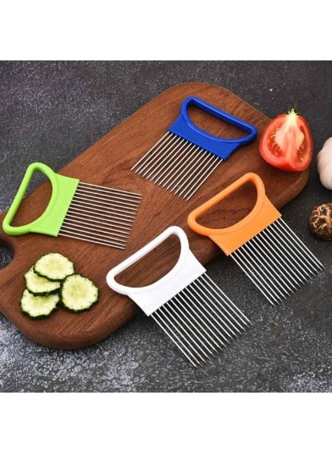 Multicolor Holder Slicer – Stainless Steel Vegetable Cutting Tool with Easy Grip Handle and Finger Protector for Safe and Precise Slicing (٩)
