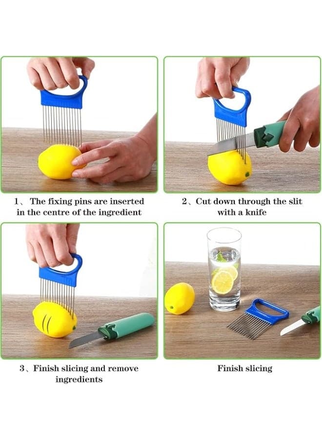 Multicolor Holder Slicer – Stainless Steel Vegetable Cutting Tool with Easy Grip Handle and Finger Protector for Safe and Precise Slicing (٨)