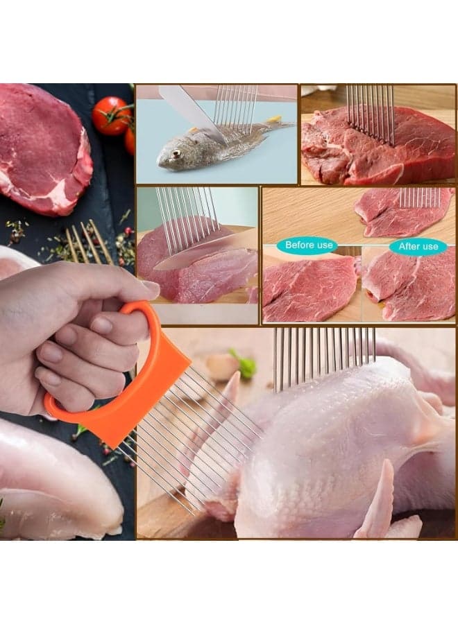 Multicolor Holder Slicer – Stainless Steel Vegetable Cutting Tool with Easy Grip Handle and Finger Protector for Safe and Precise Slicing (٧)
