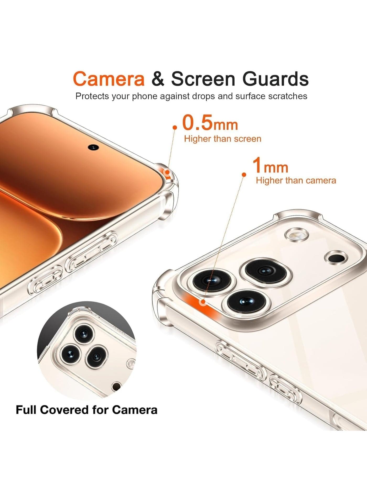 Case Compatible with Honor 600 Pro, Cover Silicone Transparent TPU Gorilla Anti-shock Protector Camera Shockproof Corners - Clear (٣)