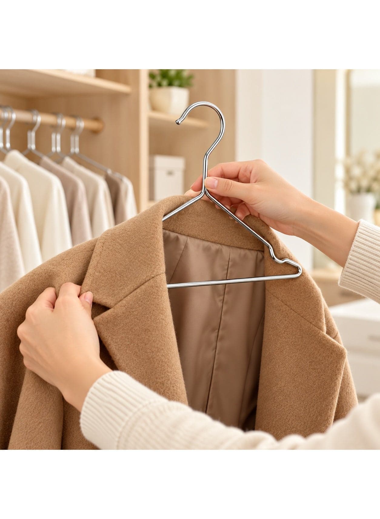 Strong Metal Coat Hangers, 4mm Thickness, Pack of 10 Closet Clothes Hangers (٢)
