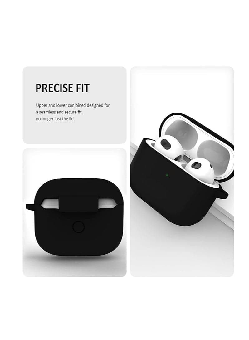 Case Compatible for Airpod 3 2021 3rd Generation Case Cover for Women Men Premium Skin Silicone Full Protective Case Cover for Airpod 3 Gen with Keychain, Black Headphone Cases (3)