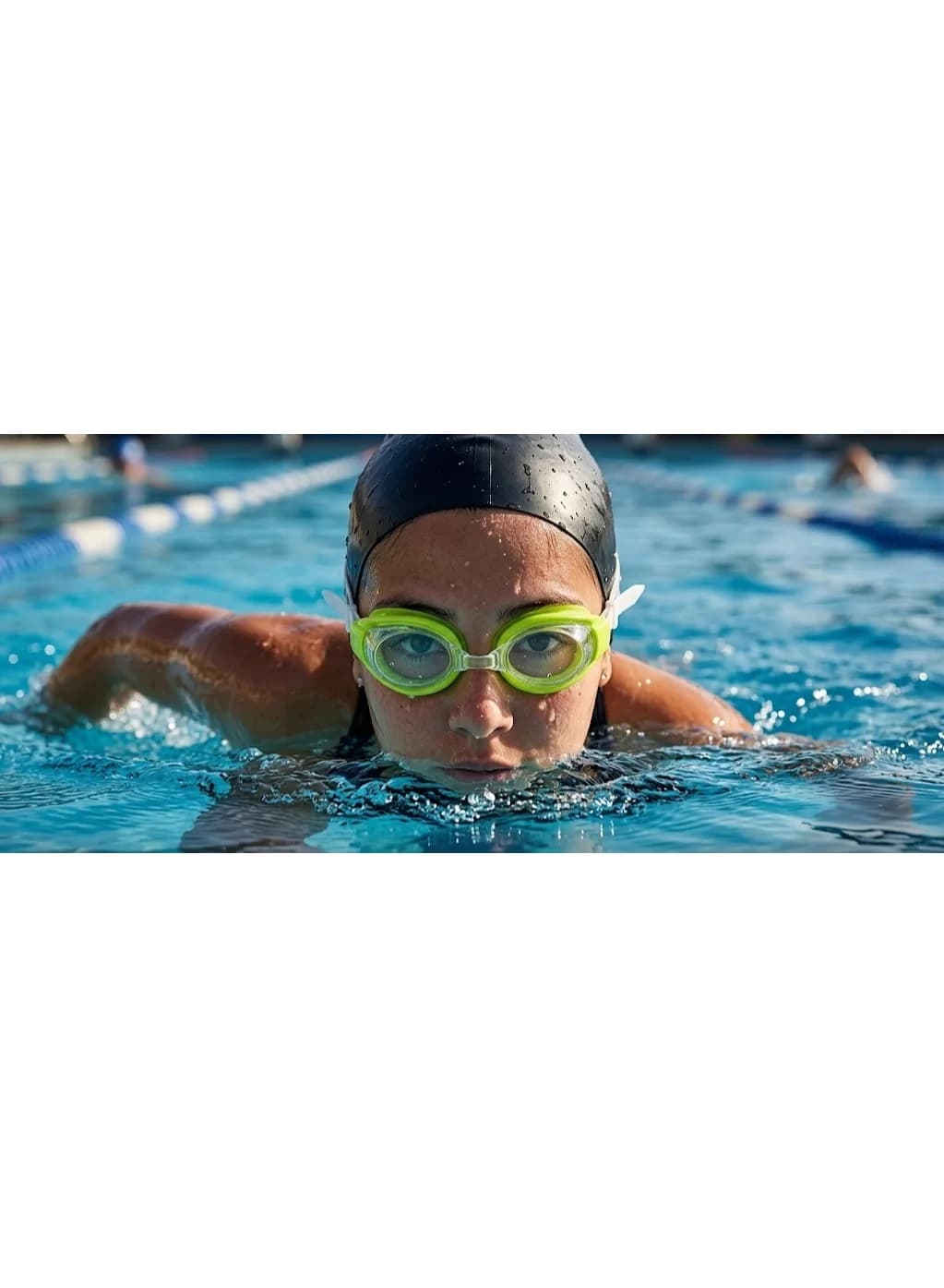 Professional swimming goggles with earplugs and nose clip, comfortable waterproof design, clear lenses for better underwater vision, adjustable strap (phosphorescent green) (2)