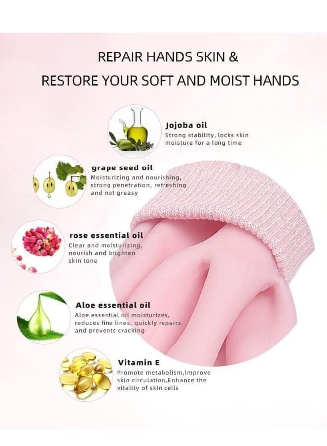 Pair of Silicone Gloves for Moisturizing Dry, Rough, and Cracked Hands - Reusable Gloves (Multicolor) (3)