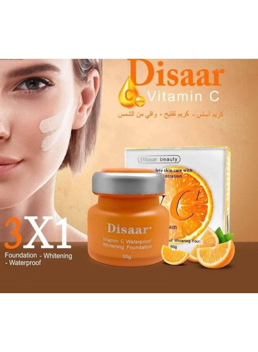 Disaar Vitamin C Waterproof Whitening Foundation - 50 G (Packaging may vary) (٤)