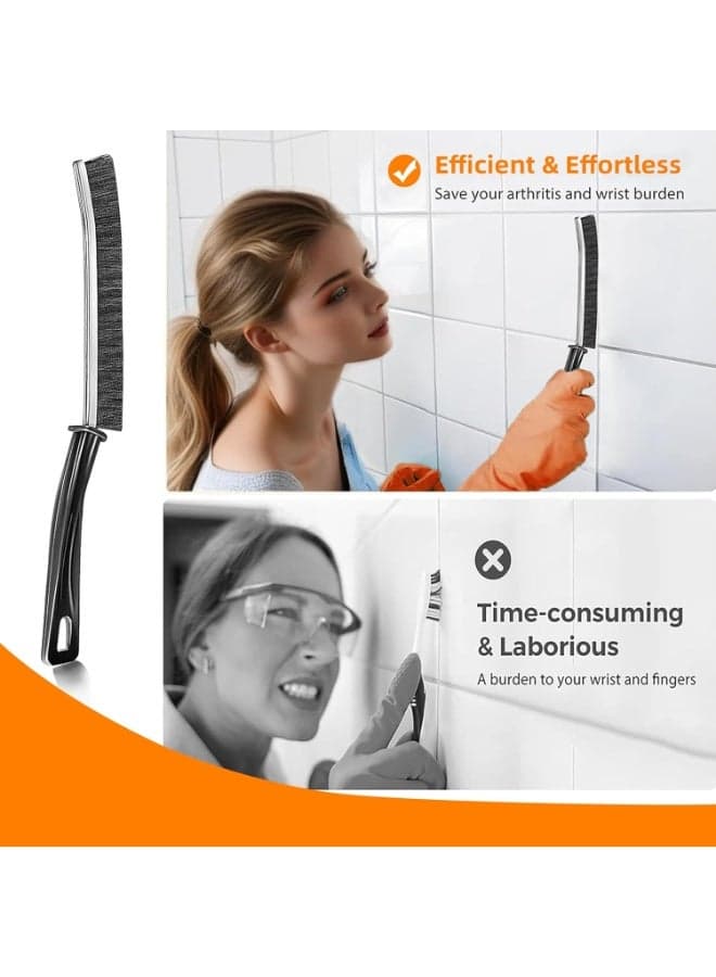 2-Piece Crevice Cleaning Brush Set – Hard-Bristled Scrub Brushes for Tight Gaps, Bathroom, Kitchen, Grout, Faucets, Windows, and Car Cleaning Brush & Dustpan Sets (3)