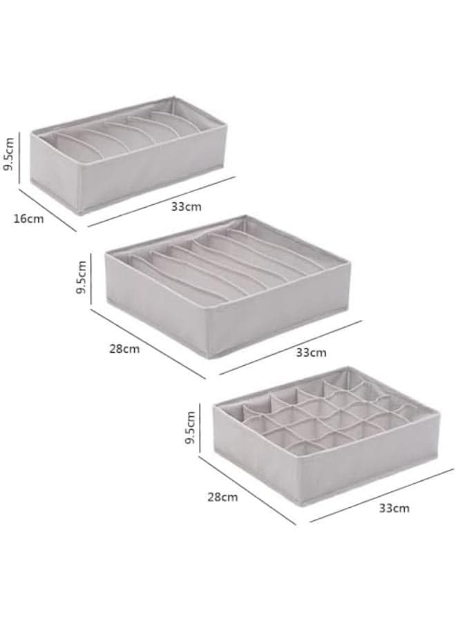 Underwear Drawer and Closet Organizer Dresser Drawer Divider Organizer For Underwear Scarf Socks Clothes Washable Foldable Non-Woven Cloth Storage Boxes Grey 4 Pcs (٢)