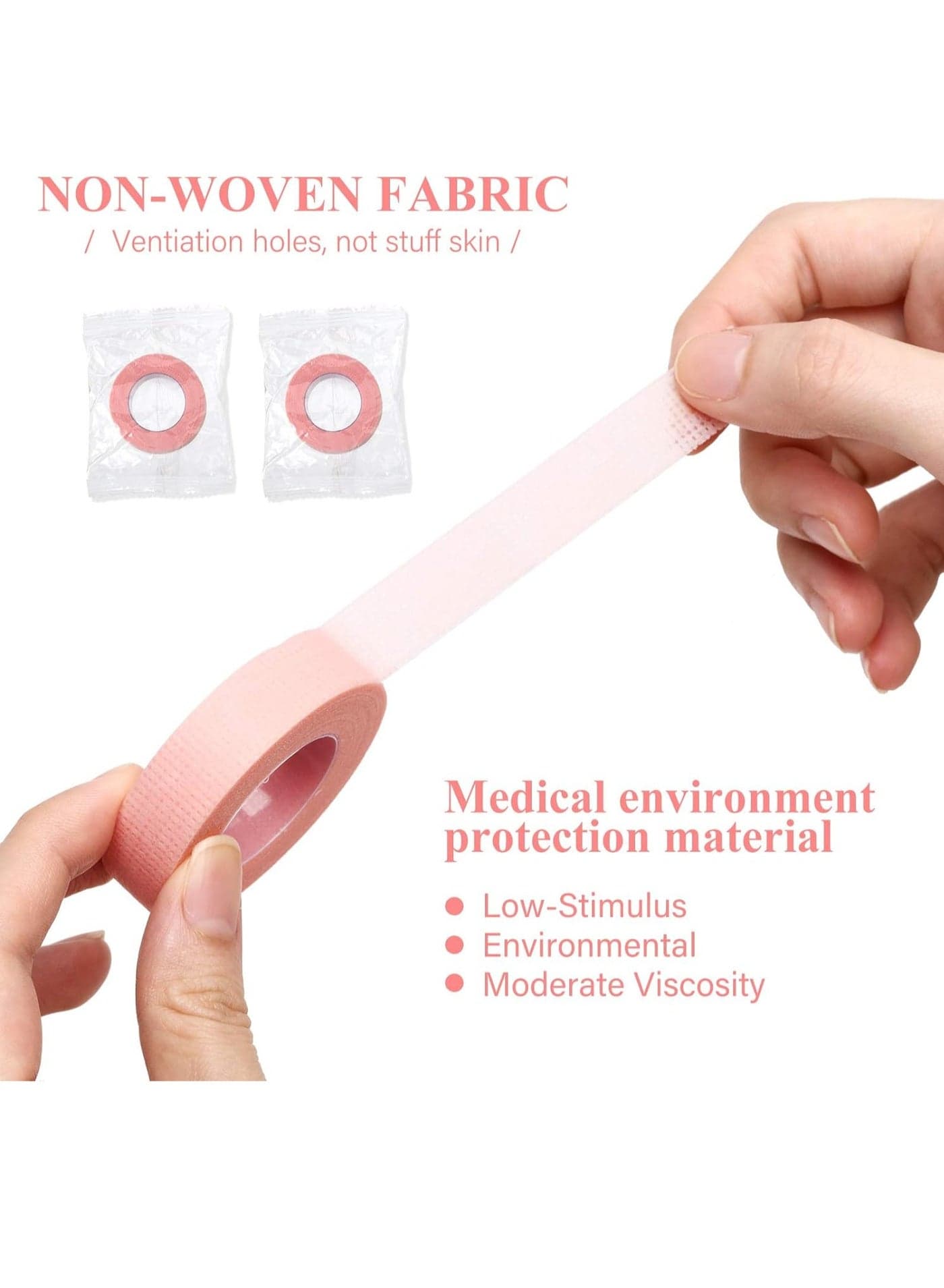 6 Rolls Eyelash Extension Tape, Breathable Adhesive Tape Fabric Eyelash Strip for Sensitive Skin Pink (0.5 inch x 10 yards) (3)