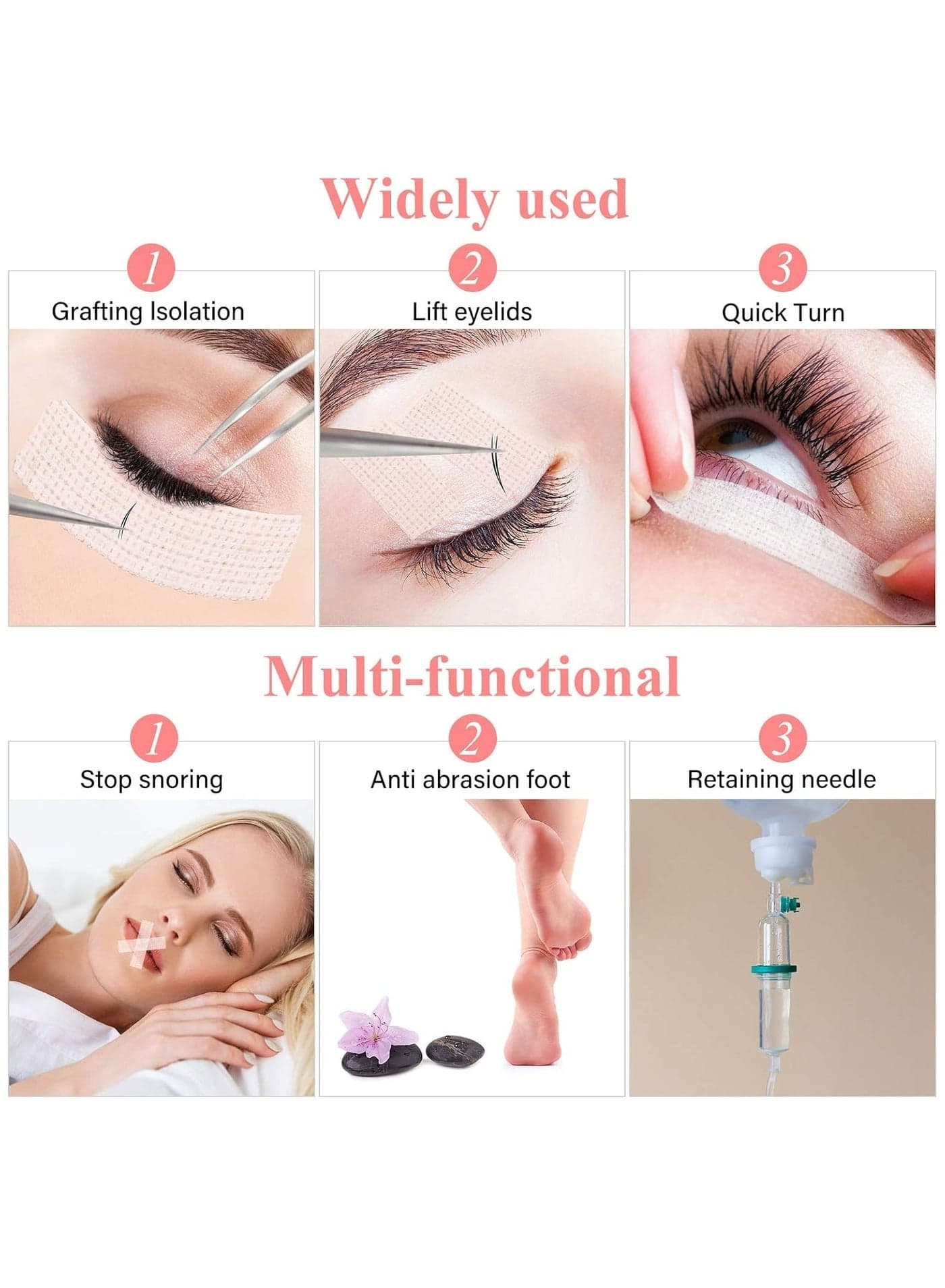 6 Rolls Eyelash Extension Tape, Breathable Adhesive Tape Fabric Eyelash Strip for Sensitive Skin Pink (0.5 inch x 10 yards) (5)