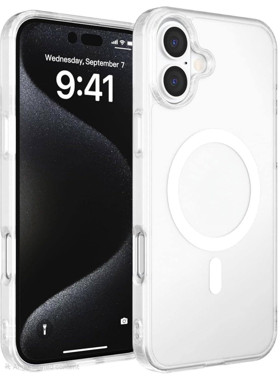 Grabist Phone Case For Iphone 16, Crystal Clear Case Compatible with MagSafe, Anti-Yellowing, Shockproof Protective Back Cover (Transparent) (٦)