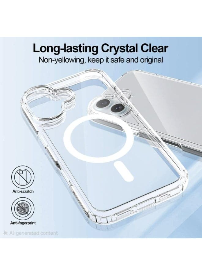 Grabist Phone Case For Iphone 16, Crystal Clear Case Compatible with MagSafe, Anti-Yellowing, Shockproof Protective Back Cover (Transparent) (٥)