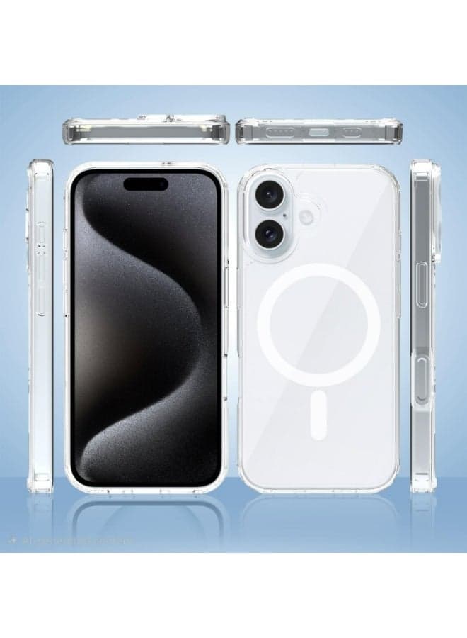 Grabist Phone Case For Iphone 16, Crystal Clear Case Compatible with MagSafe, Anti-Yellowing, Shockproof Protective Back Cover (Transparent) (٤)