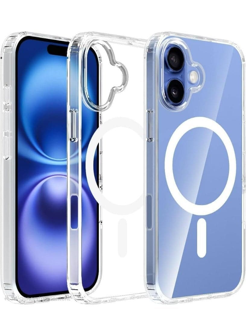 Grabist Phone Case For Iphone 16, Crystal Clear Case Compatible with MagSafe, Anti-Yellowing, Shockproof Protective Back Cover (Transparent)