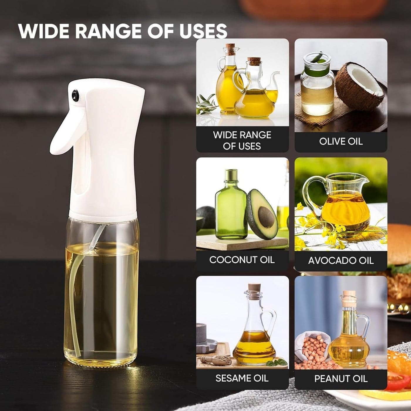 Food-Grade Olive Oil Mister - 200ml Capacity Spray Bottle for Cooking, Premium Oil Sprayer for Air Fryer, BBQ, Salad, Baking, and Grilling - Essential Kitchen Tool Oil Dispensers (٢)