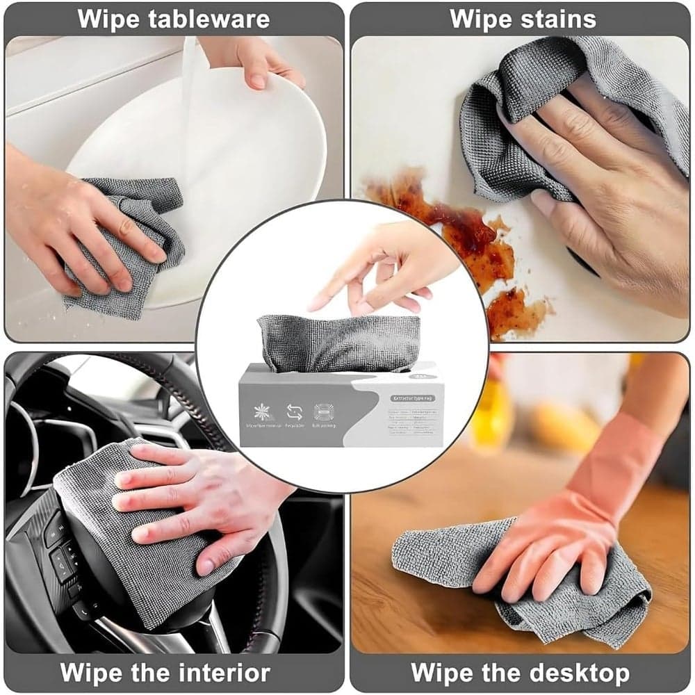 Removable Microfiber Cleaning Cloths Pull Out Box Gray 20 Pieces - 1-30 (4)