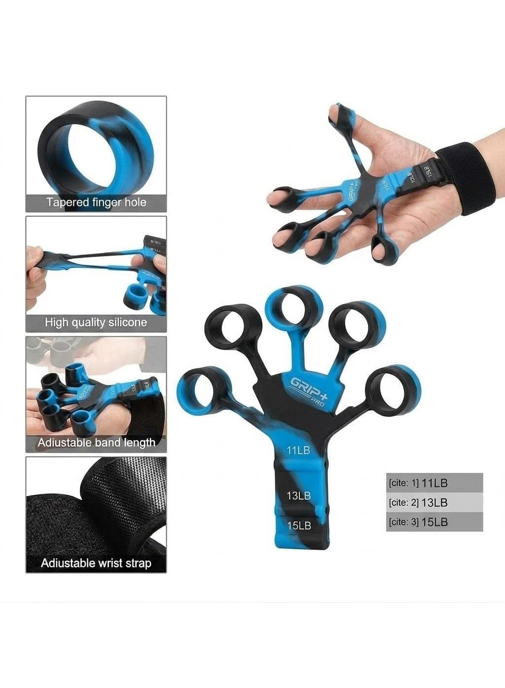 Professional Silicone Rubber Finger and Hand Exerciser - Adjustable Hand, Forearm, and Finger Joint Strengthener - Hand Strengthener for Athletes, Bodybuilders, Climbers, Musicians, Physical Therapy and Rehabilitation after Stroke Injuries and Arthritis - Black and Green Grip Strengtheners