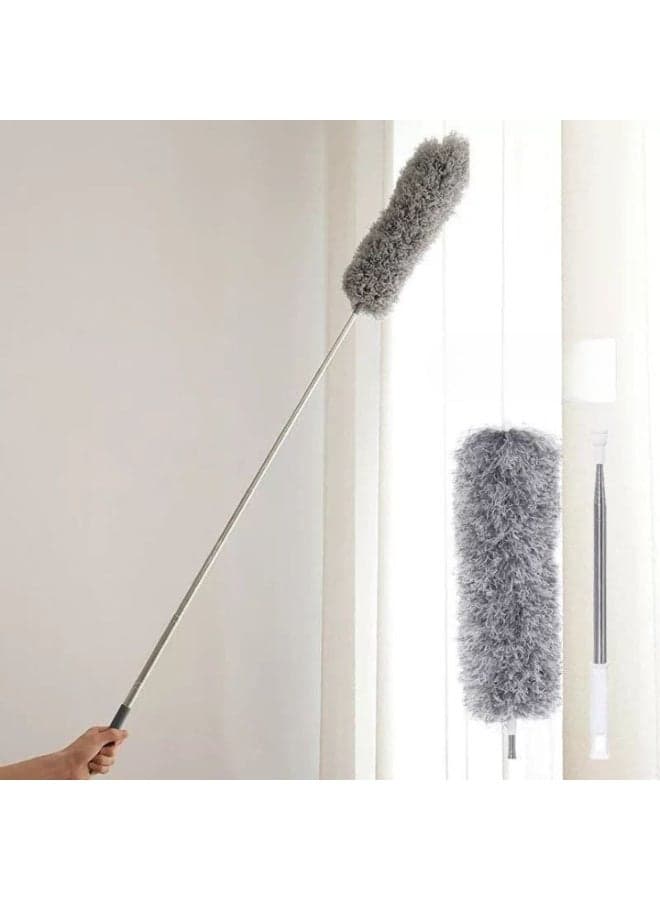 Extendable and Foldable Stainless Steel Cleaning Duster - Reaches Up to 3 Meters for Cleaning High Places - Helps Reach Ceilings, Corners, and High Surfaces - Suitable for Home and Car - Easy to Use and Store (٣)