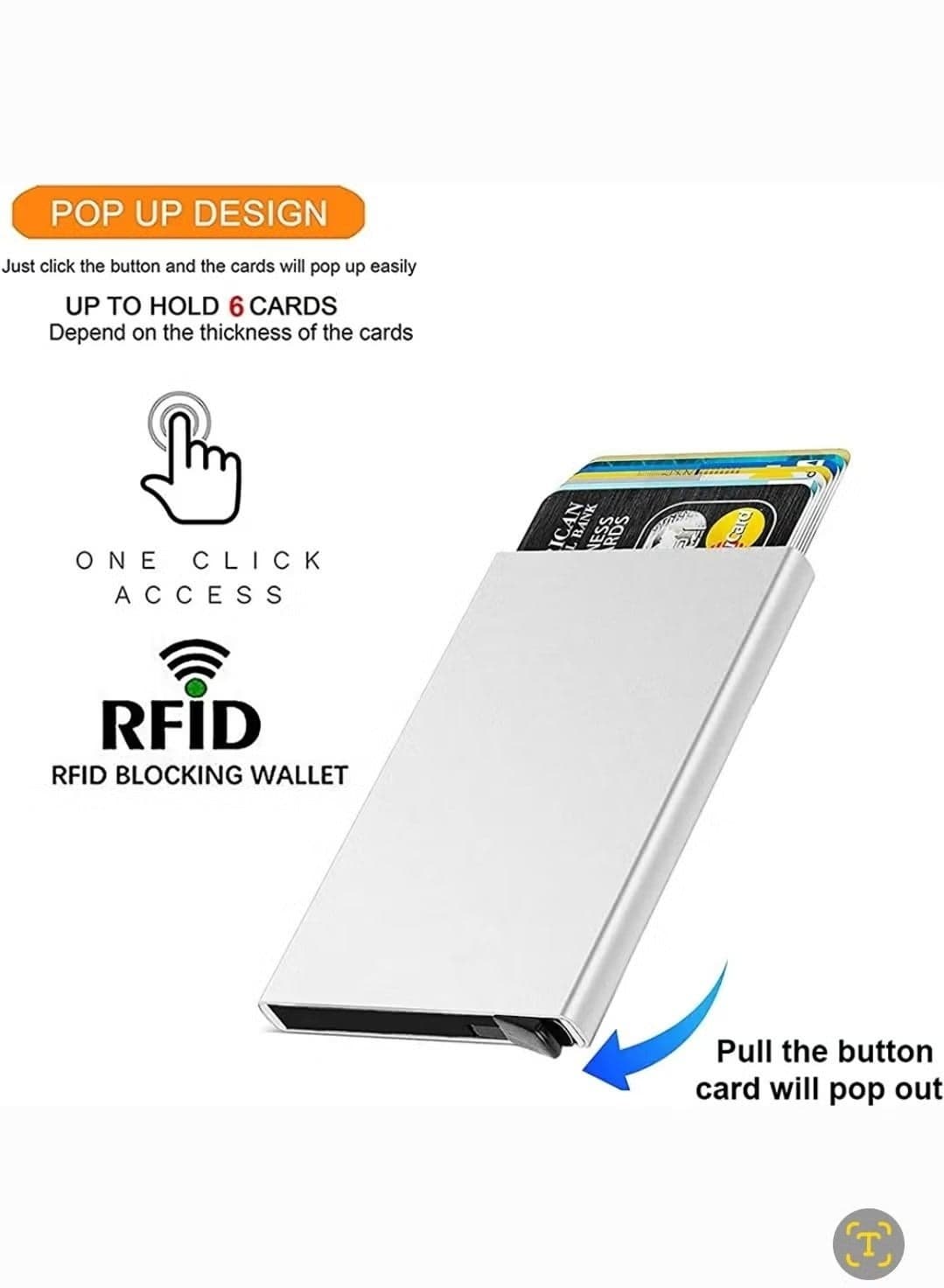 Credit Card Holder Wallet With Rfid Protection, One Click 6 Cards Slide Out Black (4)