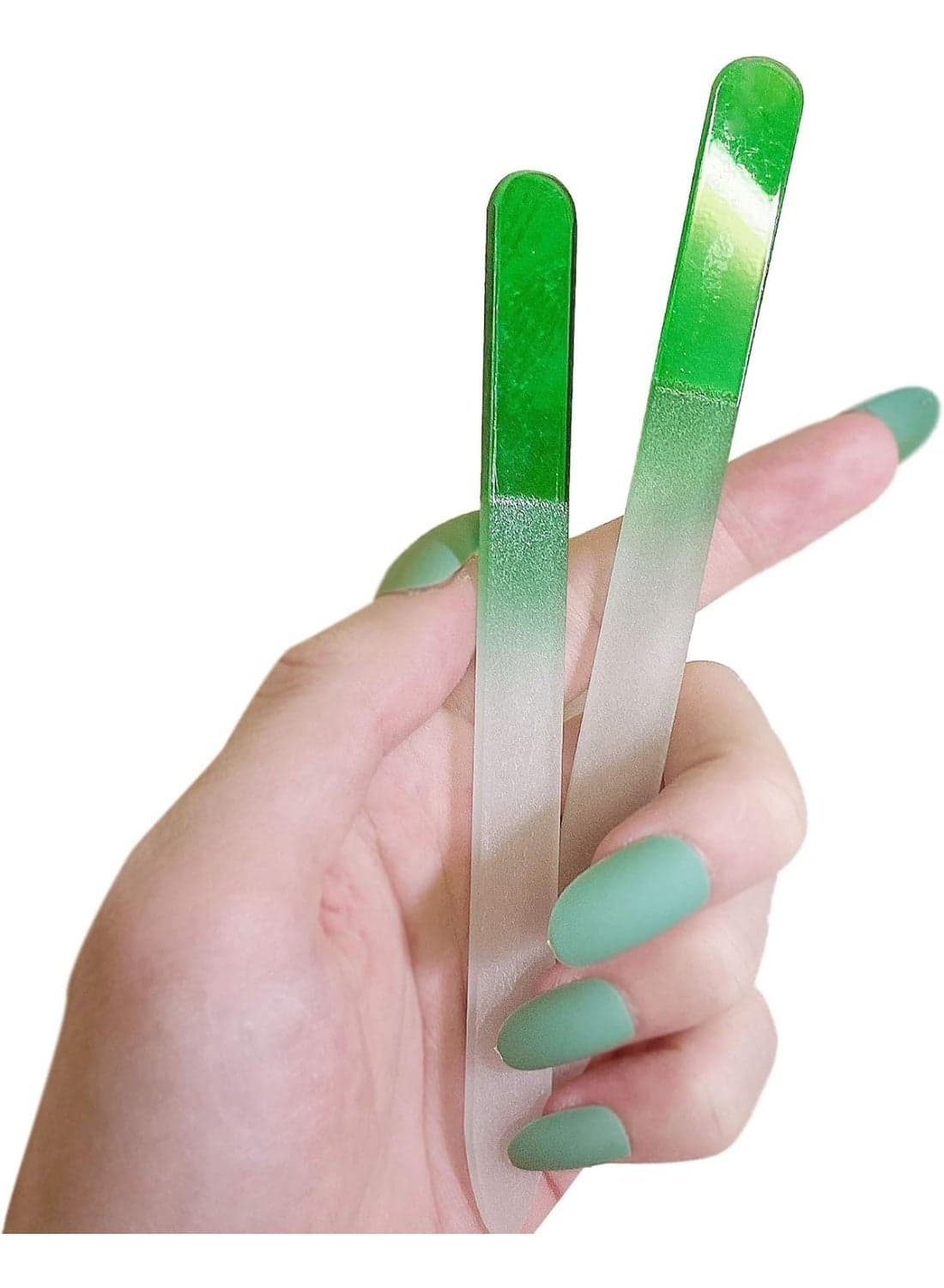 2 PCS Glass Nail File Crystal Nail Files Double Sided nail file Washable Best Glass Nail Files for natural nails Manicure Pedicure Tool and Nail Buffering Files Etched nail files Makeup Tools & Accessories (٢)