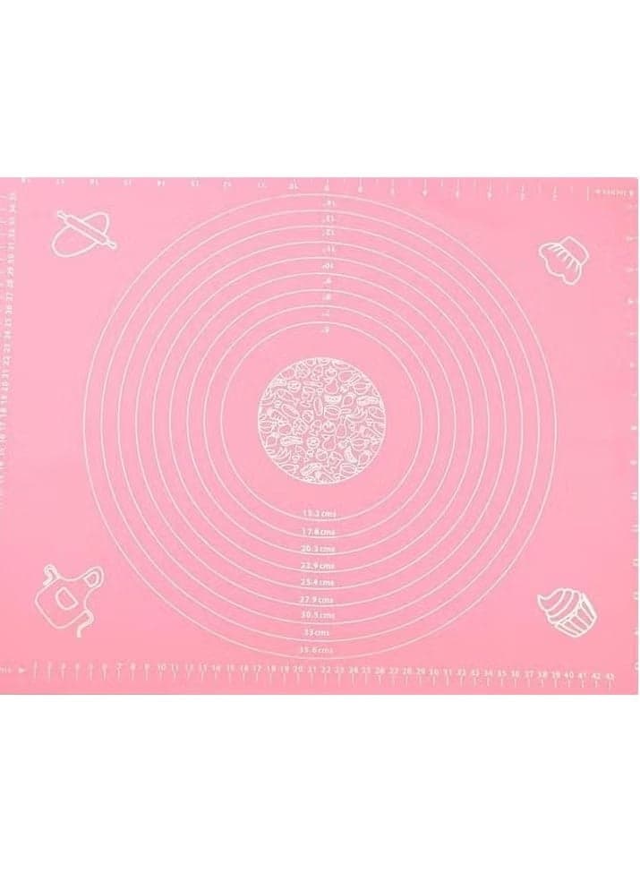 Silicone Baking & Pastry Mat with Measurements - 40x50 cm Non-Stick Dough Rolling Mat, pink Baking & Cookie Sheets