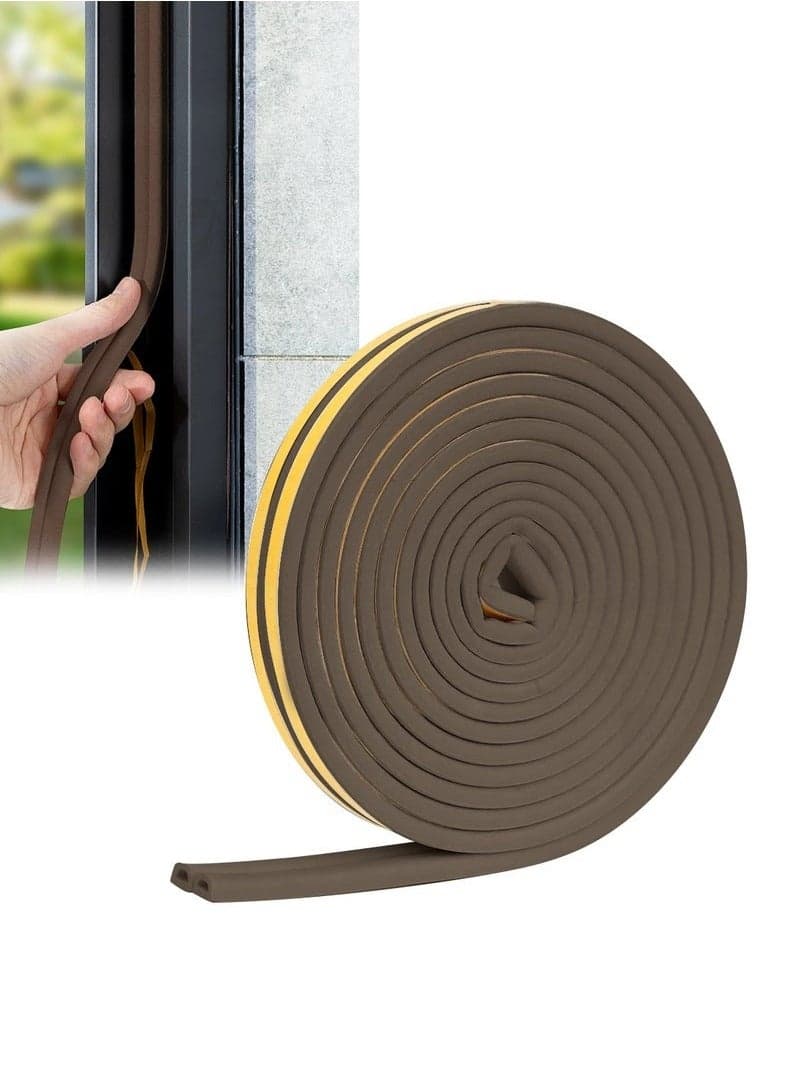 D-Shape Door Seal, Rubber Weather Stripping, Self-Adhesive Car Truck Door Soundproof Noise Insulation (1.5m Brown) Adhesive Transfer Tapes