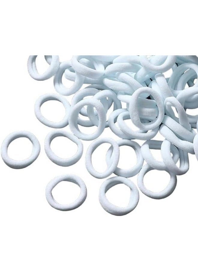 50 pcs Mini White Rubber Hair Bands (Elastics) for Girls' Ponytails and Braids (٤)