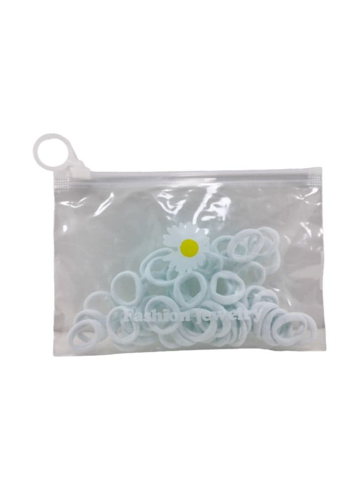 50 pcs Mini White Rubber Hair Bands (Elastics) for Girls' Ponytails and Braids (٢)