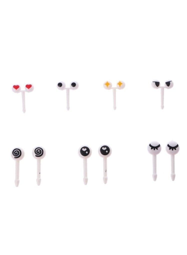 10Pcs Cartoon Eye Fruit Fork Toothpick Tableware Bento Lunch Box Decor Plastic Forks & Fork Sets (5)