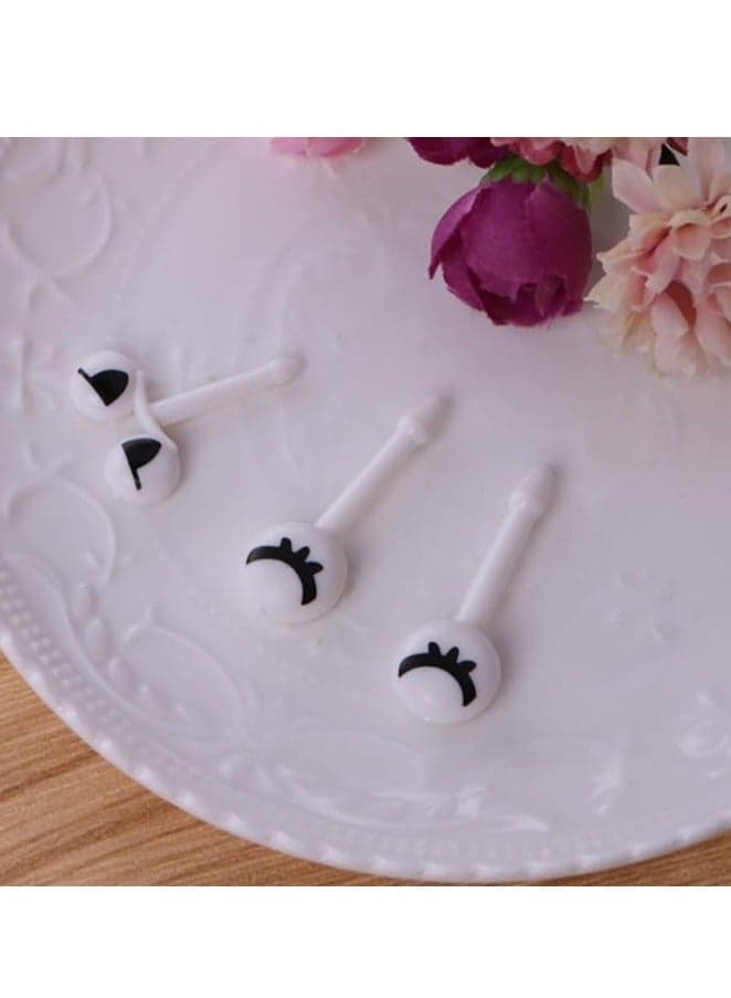 10Pcs Cartoon Eye Fruit Fork Toothpick Tableware Bento Lunch Box Decor Plastic Forks & Fork Sets (6)