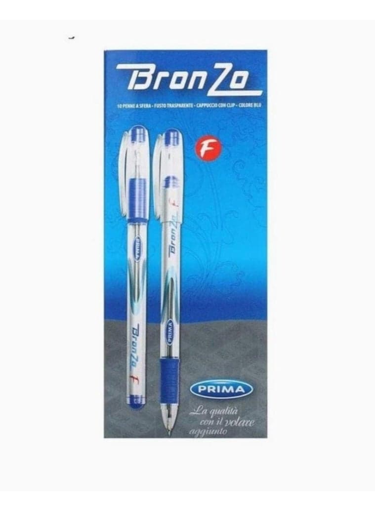 Prima Bronzo Ballpoint Pen - Fine Tip - 10 Pieces - Blue (2)