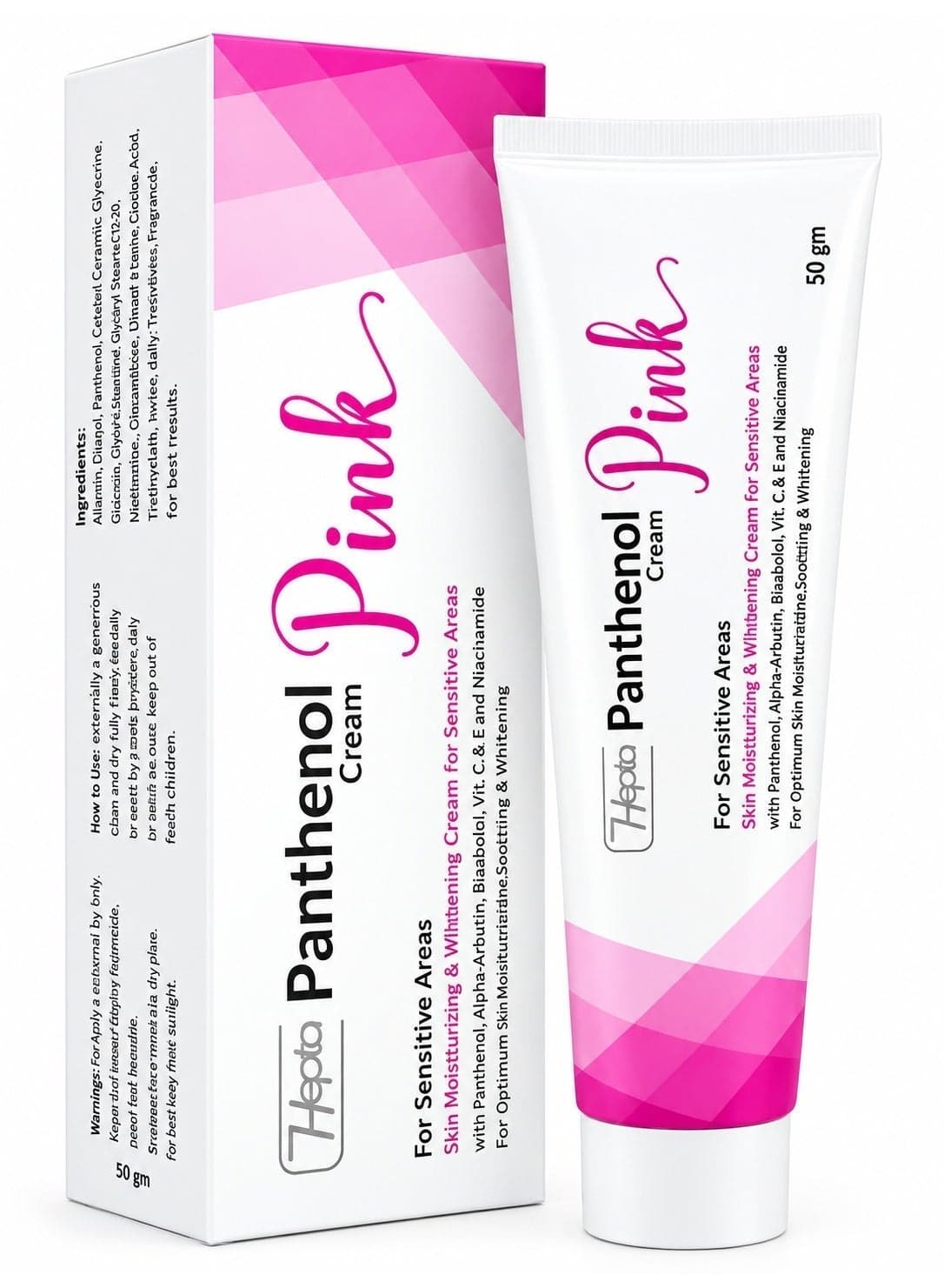 Hepta Panthenol Pink Cream 50g – Whitening & Moisturizing Cream for Sensitive Areas, Soothing & Brightening Formula Female Moisturizers