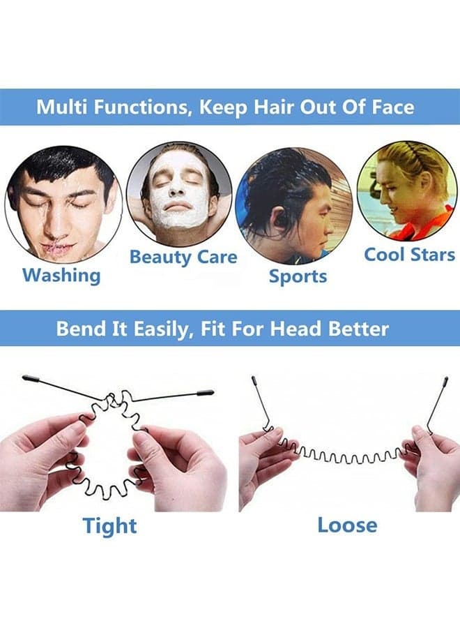 Metal Hair Bands for Men Women's Headbands, Unisex Black Wavy Spring Sports Headband for Men's Hair Band Hoop Clips Women Accessories Simple Elastic Non Slip Wide Headwear Bandeau Outdoors (٥)