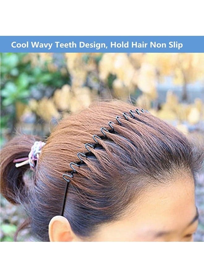 Metal Hair Bands for Men Women's Headbands, Unisex Black Wavy Spring Sports Headband for Men's Hair Band Hoop Clips Women Accessories Simple Elastic Non Slip Wide Headwear Bandeau Outdoors (٤)