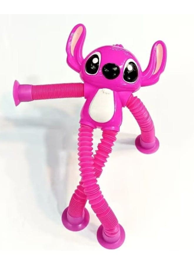 Telescopic Stitch Toys with Suction Cups, Sensory Stitch Toy, Suction Cup Toy for Kids, Stuffed Stitch, Fidget Toys for Stress Relief, Funny Educational (Pink) Gag Toys & Practical Jokes