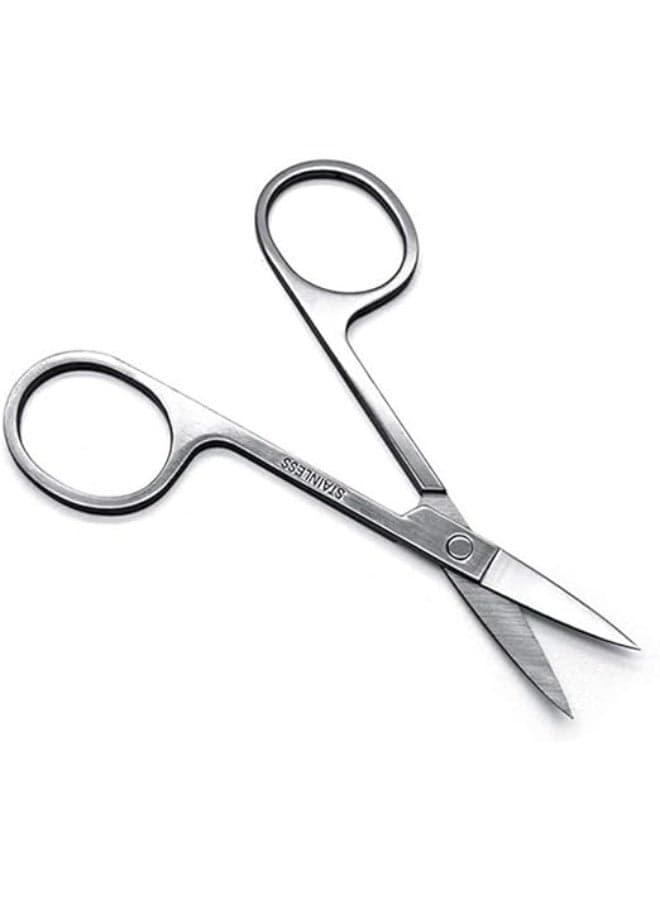 Stainless Steel Scissors with Sharp Curved Blades for Eyebrows, Facial Hair, False Eyelashes. Eyebrow Grooming Scissors (٢)