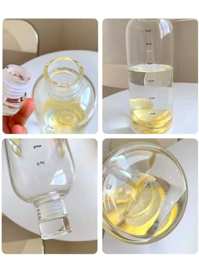Clear Plastic Sports Water Bottle with Time Markers, Reusable and Leakproof for Gym, Fitness, Football, School, Kids, Outdoor Activities, Water, Juice and Milk (5)