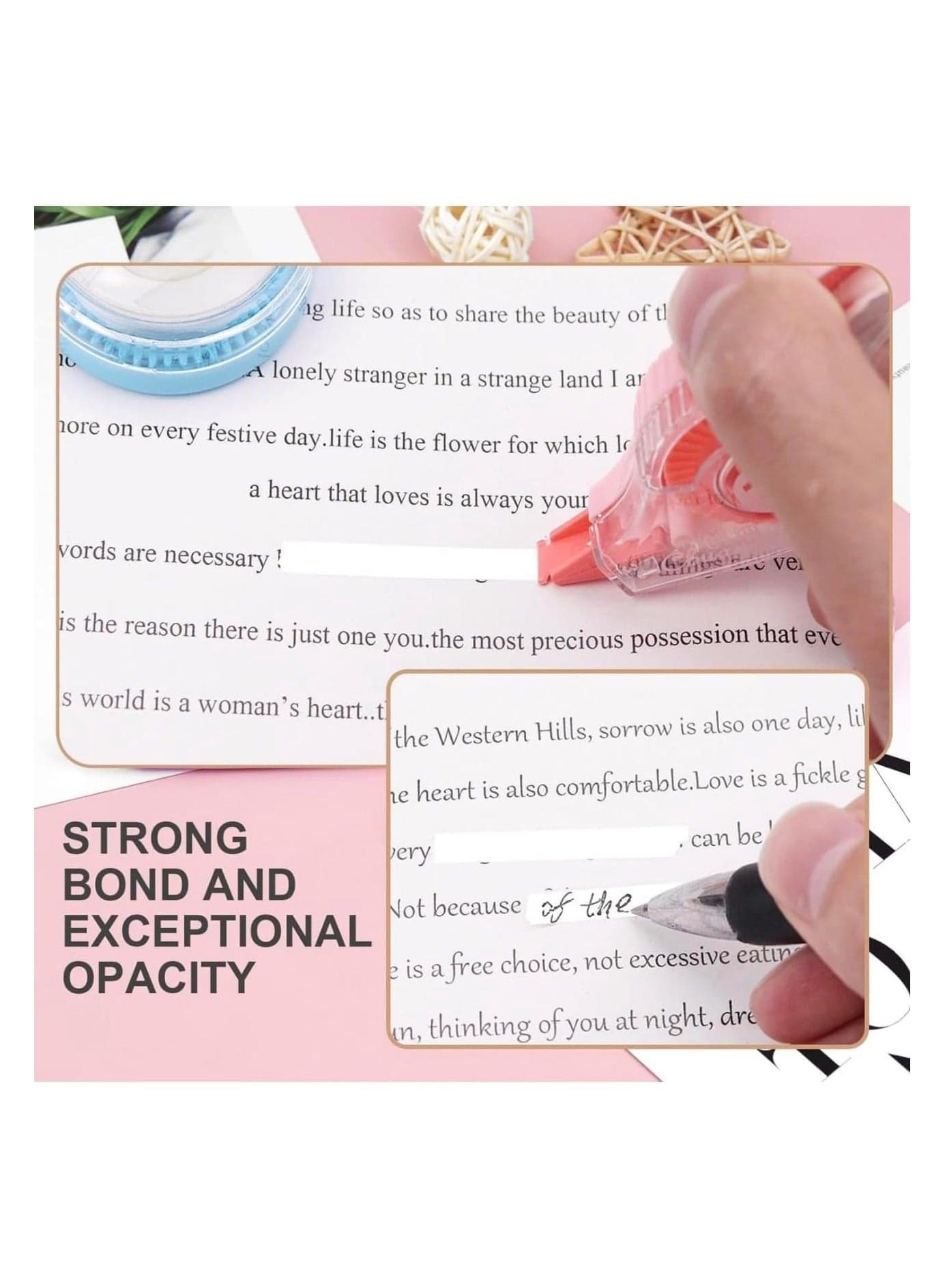 Corrector Small White Color Correction Tape, Cute Small White Tape, Easy to Use Blackout Roller for Correction, 1 Pack (2)