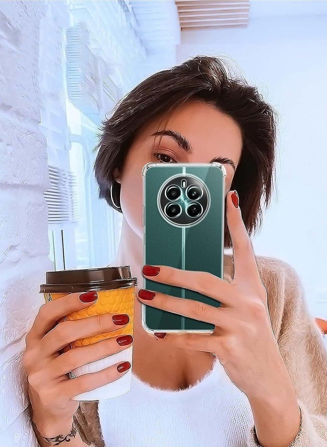 Case Compatible with Realme 13 4G/Realme 12 4G/Realme 12+ Plus 5G, Cover Silicone Transparent TPU Gorilla Anti-shock Protector Camera Shockproof Corners - Clea (٤)
